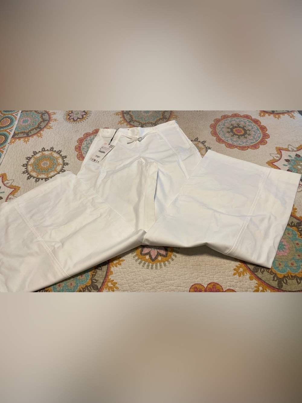 NWT Zara SUPER Wide Leg Pants Trousers White Belt Accent